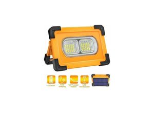 5328835221588 - Wiederaufladbare LED-Flutlicht-Baustellenlampe 80 W 4000 Lumen tragbares Flutlicht mit Solarpanel 4 Modi superhelles Arbeitslicht mit 11000