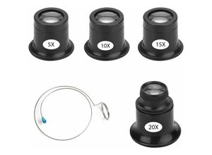 5328835223117 - Set mit 4 Juwelier-Lupen Uhrmacher-Lupe 5-fach 10-fach 15-fach 20-fach Juwelier-Lupen mit Drahthalter Uhren-Reparatur-Lupen-Sets für Schmuck