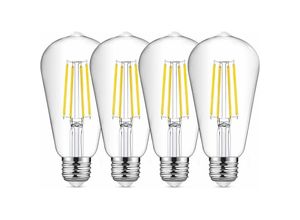 5328835227832 - 4er-Pack E27 ST64 LED-Glühbirnen 8 W 6500 K Kaltweiß Vintage-Stil antike Vintage-Edison-Glühbirnen