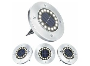 5328838007691 - Jalleria - Solar-Gartenleuchte 4 Stück 16 LEDs für den Außenbereich Solarleuchte wasserdicht Bodeneinbaustrahler Edelstahl für Weg Terrasse