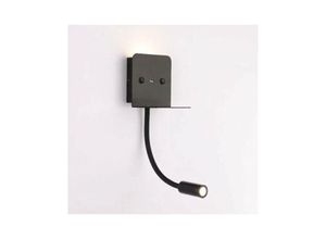 5328838038824 - Jalleria - Wandleuchte + LED-Leseleuchte Slange 3W mit USB-Anschluss Schwarz