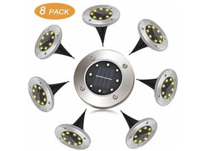 5328838053308 - Jalleria - Solarleuchte für den Außenbereich FLOWood 8 LEDs 8er-Pack Spot-Solar-Gartenlampe wasserdicht IP65 dekoratives Rasenlicht für Weg