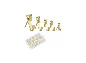 5328838074778 - 130-teiliges Metall-Wandhaken-Bilderhaken-Set mit Nagelset Wand-Fotohalter-Haken Bilderrahmen-Aufhänger (Goldfarbe)