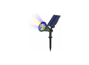 5328838160082 - Jalleria - 7 LED-Solarleuchte 2 Packungen Solarstrahler mit 7 Farbwechsel für den Außenbereich kabellos wasserdicht IP65 Gartenlampe mit 180°