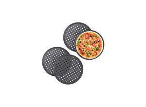 5328838162413 - Jalleria - Pizzaform 4er-Set rund gelocht antihaftbeschichtet Flammkuchen Stahl Form ∅ 32 cm anthrazit