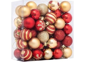 5328838170784 - Tigrezy - Weihnachtskugel 50 Stück Weihnachtsbaumschmuck Weihnachtskugeln mit roter und goldener Weihnachtskugel Weihnachtskugel-Dekoration mit