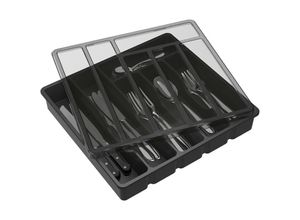 5328838171330 - Tigrezy - Besteck-Organizer für Schublade mit Deckel Küchenbesteck-Aufbewahrungsbox Besteck-Organizer aus Kunststoff für Löffel Gabeln Messer 6