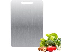 5328838180202 - Tigrezy - Titan-Schneidebrett – beidseitig Edelstahl – BPA-frei – für Küche Fleisch Brot Gemüse Obst (34 x 23 cm)