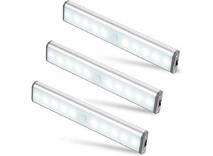 5328838616312 - Rosemary - 3er-Set 10 LED-Lampen kabellos wiederaufladbar über usb magnetisiert Bewegungssensor 2 Beleuchtungsmodi tragbar Schranklicht