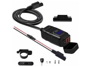 5328840499651 - Tigrezy Wasserdichter Motorrad-Dual-USB-Schnellladeanschluss Netzteil Voltmeter und Ein Aus für Telefon GPS Tablet usw