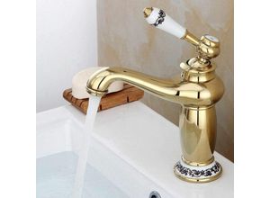 5328840501897 - Tigrezy Retro-Wasserhahn Einhebelmischer Gold Vintage-Waschbecken-Wasserhahn Badezimmer-Wasserhahn Küchen-Mischbatterie Wasserhahn für Küche