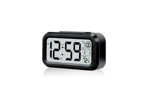 5328840504591 - Wecker kleiner digitaler Wecker 51 LCD-Display mit Snooze-Datumskalender Temperaturalarmanzeige einfach zu installieren am Bett (schwarz)