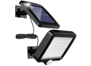 5328840535267 - Solarleuchte für den Außenbereich mit Bewegungsmelder 56 LEDs IP65 wasserdicht 120° Solar-Gartenleuchte mit 5 m Kabel [Energieklasse a++] - Tigrezy