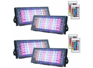 5328840540124 - Tigrezy 4er-Pack dimmbare RGB-LED-Flutlichter für den Außenbereich IP66 wasserdicht mit Fernbedienung 16 Farben 4 Beleuchtungsmodi für den