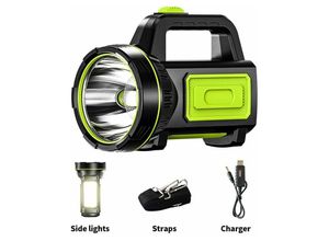 5328840541381 - Promotion Leistungsstarke mAh usb wiederaufladbare LED-Taschenlampe mit Seitenlicht wasserdichte Taschenlampe für Notfall-Wandern Camping-Jagd (mit