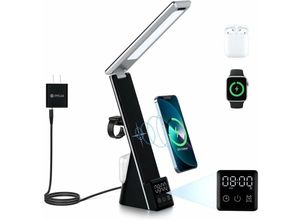 5328840542708 - Famille - Tigrezy LED-Schreibtischlampe mit kabellosem Ladegerät 3-in-1-Schnellladestation Touch-Konsolenleuchte mit Zeitsteuerung