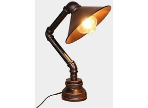 5328840543323 - Tigrezy Retro Rustikale E27-Wasserpfeifen-Tischlampe – Vintage-Industrie-Steampunk-Tischlampe rustikale Kupfer-Wasserpfeifen-Nachttischlampe mit