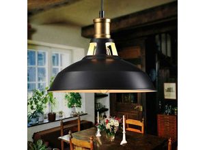 5328840544818 - Tigrezy Industrielle Vintage-Pendelleuchte LED-Deckenleuchten Retro-Kronleuchter aus Metall mit Lampenschirm E27-Leuchte schwarze