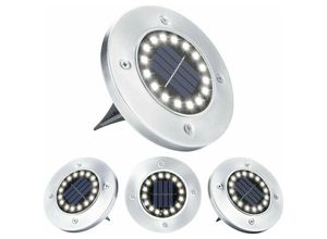 5328840545112 - Tigrezy Solar-Gartenleuchte 4 Stück 16 LEDs Solar-Außenleuchte wasserdicht Bodeneinbaustrahler Edelstahl für Weg Terrasse Innenhof