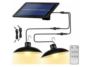 5328841915600 - Lablanc - Solarlampen Solar-Kronleuchter mit wasserdichter Fernbedienung 2 Köpfe 3 m Kabel - Warmes Licht