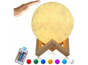 5328841917123 - 3D-Mondlampe LED-Nachtlicht 15 cm Mondlampe mit Fernbedienung RGB-Mondlicht-Nachtlampe mit dimmbarem Touch-Schalter batteriebetrieben