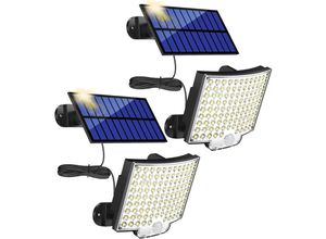 5328841929966 - LaBlanc – Solar-Außenlampe 106 LED – mit Bewegungsmelder – wasserdicht IP65 – Abstrahlwinkel 120° – Solar-Garten-Wandleuchte – 2 Stück