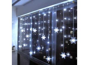 5328843531457 - Jalleria - Schneeflocken-Lichtervorhang 35 m 96 LED-Lichterkette 8 Beleuchtungsmodi Fensterdekoration Weihnachten Hochzeit Geburtstag