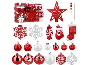 5328843538715 - Jalleria - Set mit 128 Weihnachtskugeln – Christbaumschmuck – Weihnachtskugeln aus unzerbrechlichem Kunststoff – für die Weihnachtsdekoration im