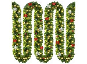 5328843538869 - Jalleria - Leuchtende Weihnachtsgirlande 5 m 80 LEDs künstlicher Baum mit Dekoration Weihnachtsdekoration für drinnen und draußen