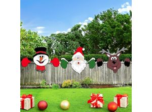 5328843538975 - Jalleria - 3 Stück Outdoor-Weihnachtsdekoration für Zaun 40 cm x 30 cm Weihnachtsmann-Dekoration Outdoor-Weihnachts-Rentier-Dekoration