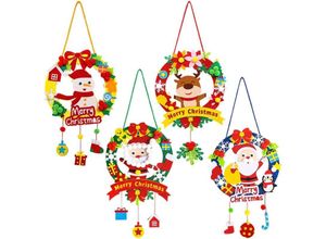 5328843539002 - Jalleria - Weihnachts-DIY-Set für den Kindergarten kreatives Kinder-DIY-Material DIY-Weihnachtskranz mit LED-Licht für Tür Fenster Kamin