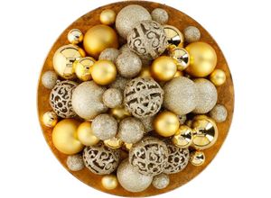 5328843539170 - Jalleria - Goldene Weihnachtskugeln – 101 Stück Weihnachtsdekoration – Weihnachtsdekoration aus Kunststoff – unzerbrechlich – für drinnen und draußen