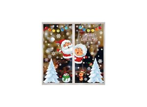 5328843539491 - Jalleria - Weihnachts-Fensteraufkleber Weihnachtsaufkleber Dekoration diy Fenster Türaufkleber Schneemann Weihnachtsmann Elch Aufkleber