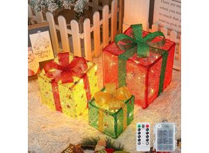 5328843539682 - Weihnachtslicht-Geschenkboxen Set mit 3 LED-Geschenkboxen 8 Modi Weihnachtslicht mit 50 LEDs IP44-Weihnachtslichtbox Weihnachtsdekoration für