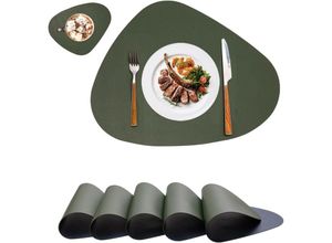 5328843568019 - Jalleria - Tischsets mit 6 runden waschbaren Tischsets Tischbesteck-Set beidseitig wasserdichte rutschfeste Tischsets und Untersetzer aus Leder 5328843568019 - Jalleria - Tischsets mit 6 runden waschbaren Tischsets Tischbesteck-Set beidseitig wasserdichte rutschfeste Tischsets und Untersetzer aus Leder