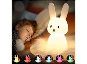 5328843568644 - Kaninchen-Nachtlicht Baby Touch 7 Farben usb wiederaufladbar zeitgesteuertes Kinder-Nachtlicht Deko-Lampe für Weihnachtsdekoration Kinderzimmer