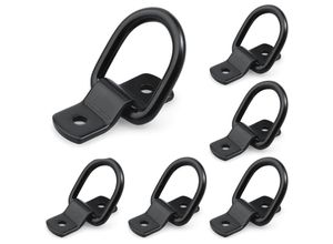 5328843569528 - Jalleria - 6er-Set Zurrringe mit Schrauben und Halterungen – Zurrhaken Typ d – Tragkraft 400 kg – Zurrring aus schwarzem Edelstahl – Befestigungsring