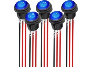 5328843569993 - Wasserdichter runder Wippschalter 12–24 v 15 a mit blauer LED-Beleuchtung Ein Aus 3 Pins 2 Positionen 12 v für Marine Auto Wohnmobil lkw