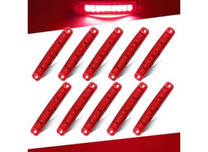 5328843584620 - Jalleria - 10 Stück rotes Seitenlicht 24 v 39 Zoll 9 LEDs LED-Seitenmarkierungslicht LKW-Anhänger Rücklicht vordere und hintere