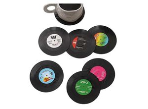 5328843586334 - 6er-Set Untersetzer mit Vinyl-Schallplatten (lp) Retro-Stil rutschfest für Tassen Kaffee und Getränke