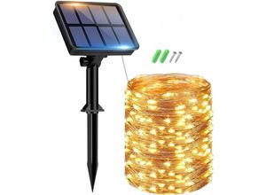 5328843652039 - Jalleria - Set mit 1 Solar-Girlande für den Außenbereich 15 + 2 m 150 LEDs wasserdicht Solar-Lichtgirlande für den Außenbereich 8 Modi