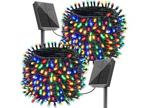 5328843652268 - Jalleria - Weihnachts-Solar-Lichterkette 2 x 20 m 200 LEDs Solar-Girlande für den Außenbereich buntes Weihnachtsbaumlicht 8 Modi wasserdichte