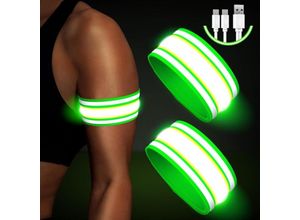 5328843653722 - Jalleria - Rechargeable led Bracelet Pack of 2 Reflective led Light Bracelets Light Strip Childrens Light Strips usb Reflective Band Light