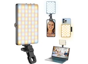 5328843654392 - Jalleria - LED-Selfie-Telefonleuchte mit Clip 120 wiederaufladbare Foto-LEDs und 3 angepasste Beleuchtungsmodi tragbare Clip-on-Videoleuchte 2000