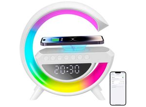 5328843654569 - Jalleria - Kabellose Ladelampe multifunktionales RGB-Nachtlicht kabellose Ladestation Bluetooth-Lautsprecher digitaler Wecker für