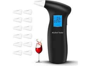 5328843656112 - Alkoholtester Atemtestgerät mit 12 Mundstücken Professioneller Alkoholtester Tragbarer Alkoholtester mit LCD-Display Digitaler Schneller