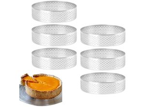 5328851195658 - LaBlanc - Set mit 6 Edelstahl-Törtchenringen 8 cm in Kreisform Edelstahl-Törtchenring hitzebeständig perforiert für Mousse-Kuchen