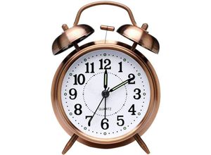 5328851206613 - Retro-Wecker altmodischer Nachttischwecker mit doppelter nicht tickender Glocke geräuschloser Vintage-Analog-Quarz-Batteriebetriebener Wecker mit