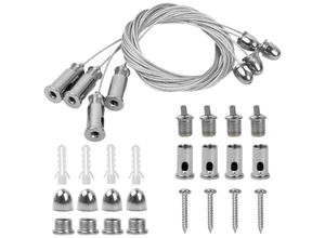 5328851209140 - 4 Stück Edelstahl-Aufhängungskabel 15 mm x 2 m Deckenbolzen Metall-Fotokabel-Aufhängungsdrähte verstellbares Aufhängungsdraht-Set für LED-Panel 5328851209140 - 4 Stück Edelstahl-Aufhängungskabel 15 mm x 2 m Deckenbolzen Metall-Fotokabel-Aufhängungsdrähte verstellbares Aufhängungsdraht-Set für LED-Panel