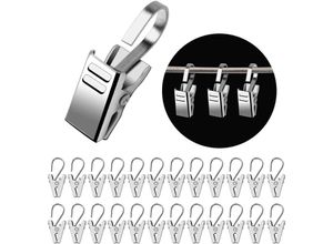 5328851212027 - 50 Stück Metall-Vorhang-Clips silberne Edelstahl-Clips für Haken Klemmringhaken für Vorhänge Duschvorhang-Clip Foto Lichter - Lablanc